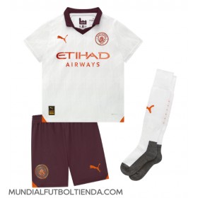 Camiseta Manchester City Julian Alvarez #19 Segunda Equipación Replica 2023-24 para niños mangas cortas (+ Pantalones cortos)